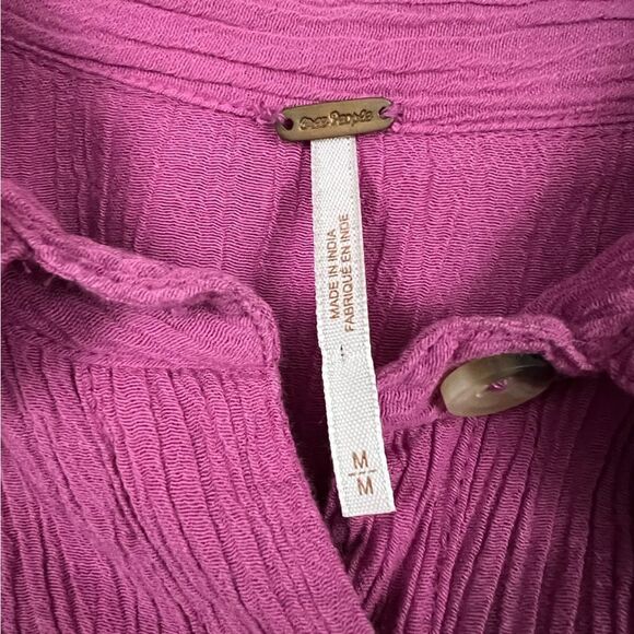 Free People Summer Stars Crochet Trim Button Down Top - Picture 2 of 9